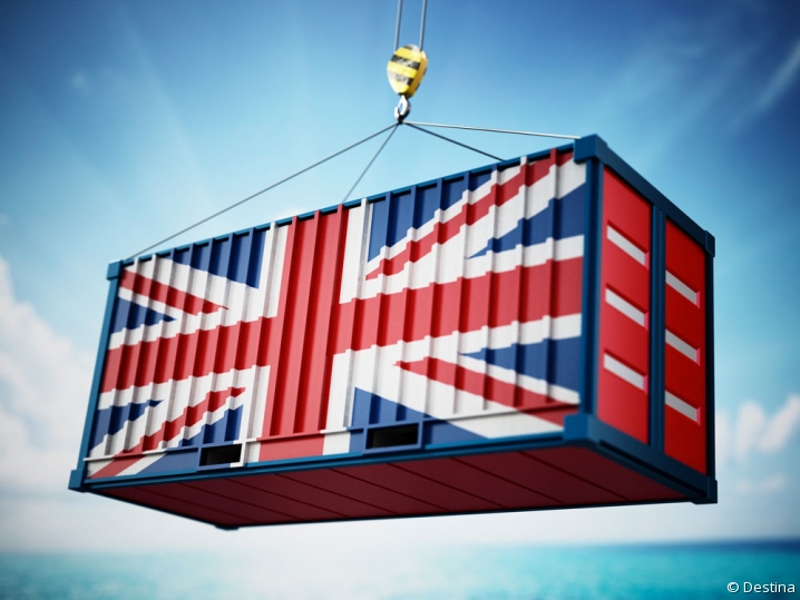 Container estampillé du drapeau du Royaume-Uni